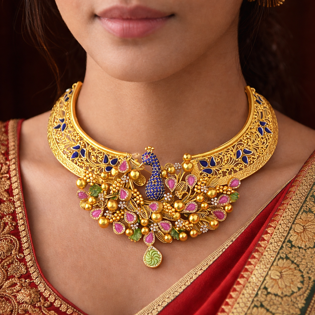Silver Royal Choker Set with PMF Gold Real Gold Deposition