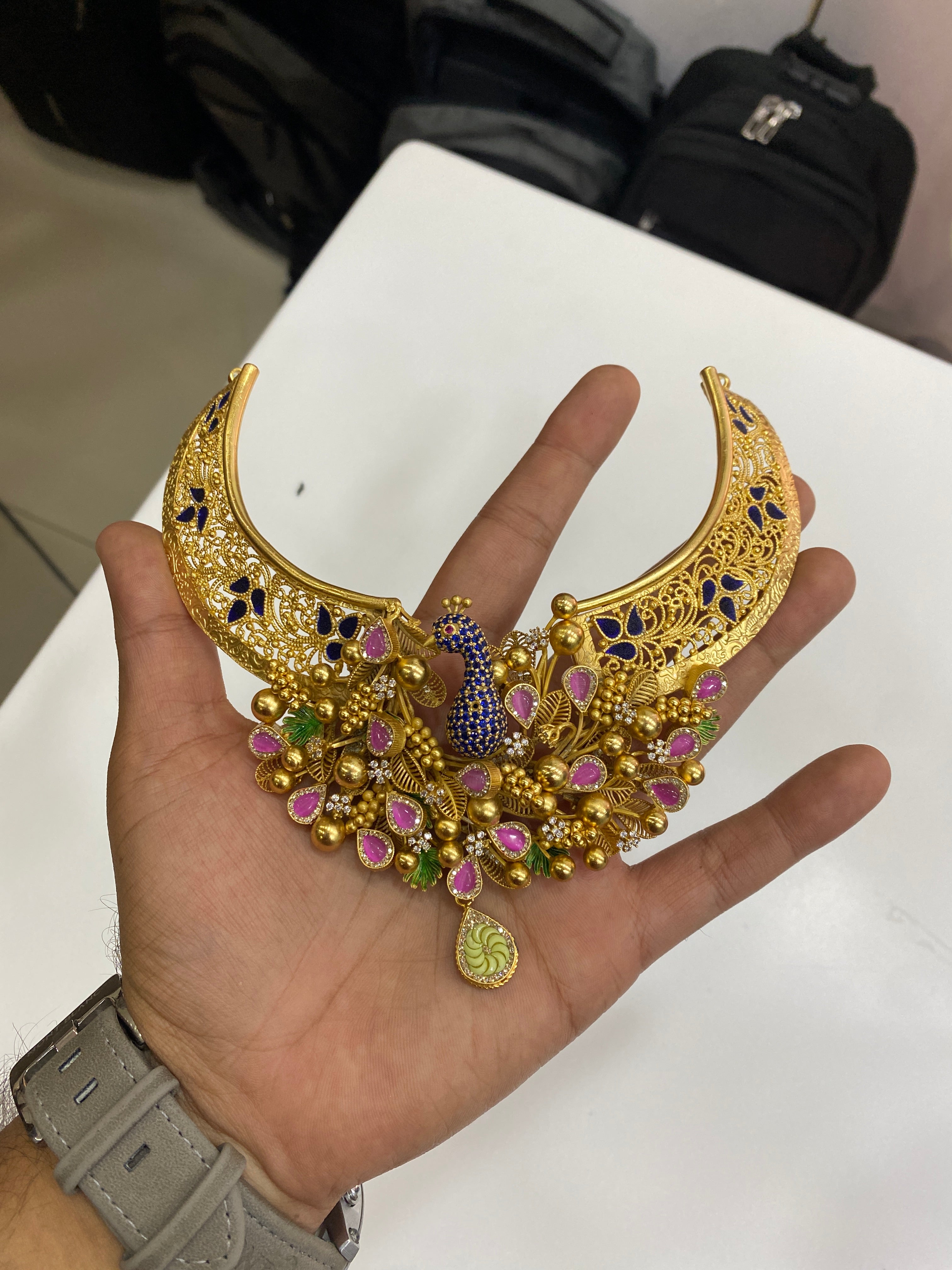 Silver Royal Choker Set with PMF Gold Real Gold Deposition